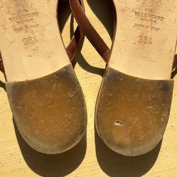 Valentino Garavani Red Coral Embellished Leather Sandals - Size 36.5/US Size 6.5 - Picture 10 of 10